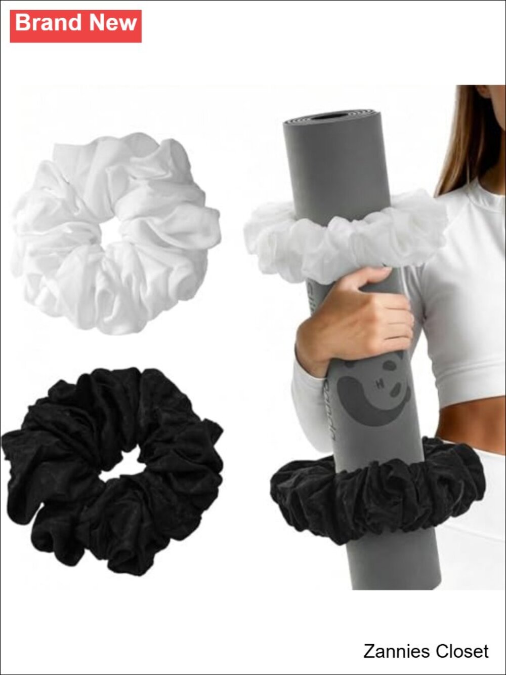 ✨ Slim Panda Yoga Mat Scrunchie Strap Velvet 2-Pack Holder